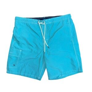 George Aqua Blue Swim Trunks with Drawstring Waist Size: Large NWOT